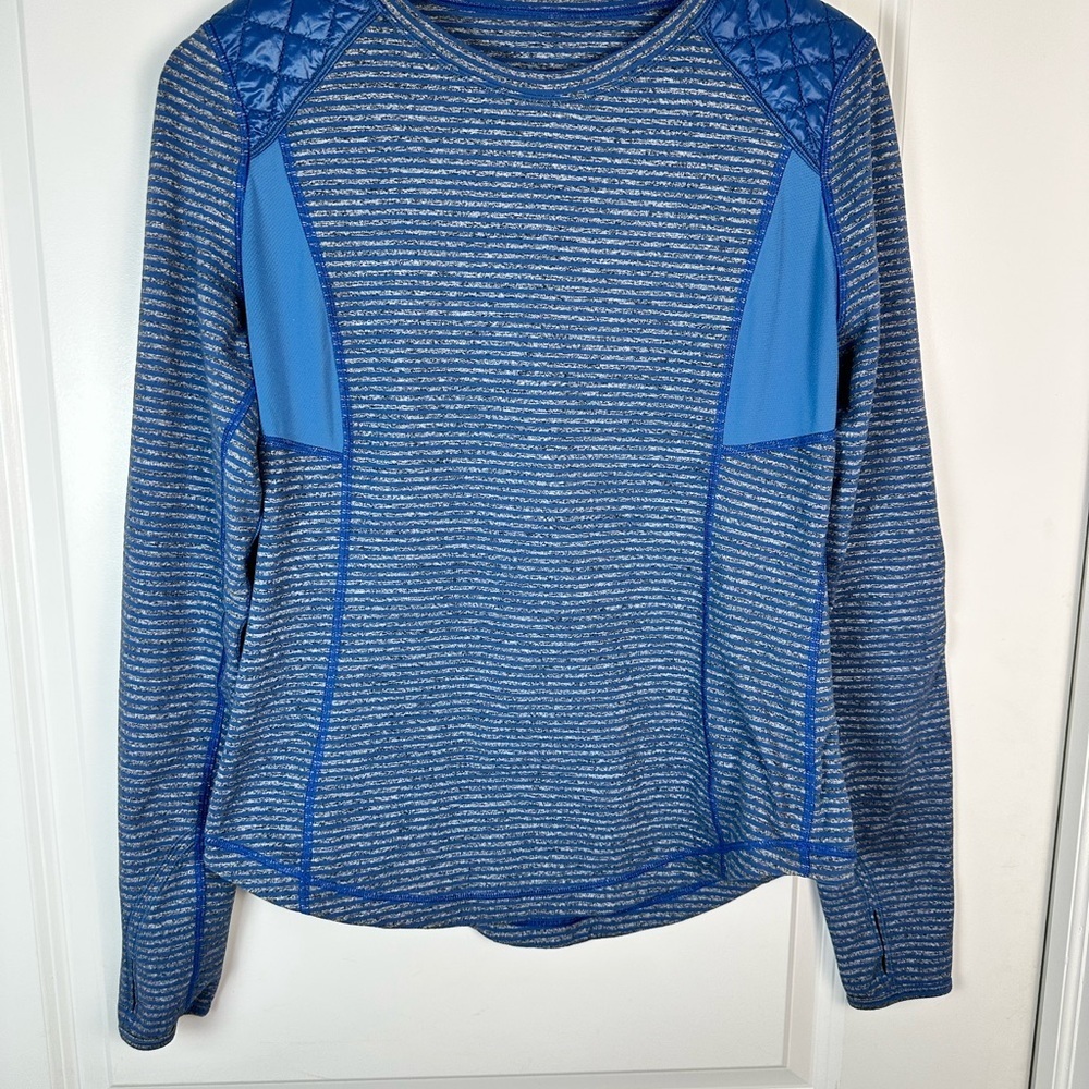 Lululemon Long Sleeve Striped Athletic Top • Size 10 • Quilted Shoulders&Elbows - Picture 3 of 12